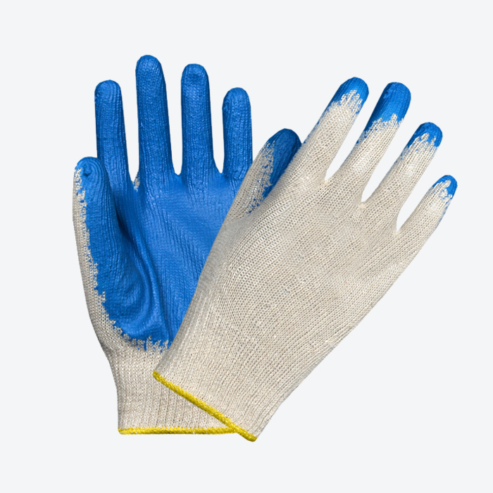 Seamless Latex Blue Coated Gloves