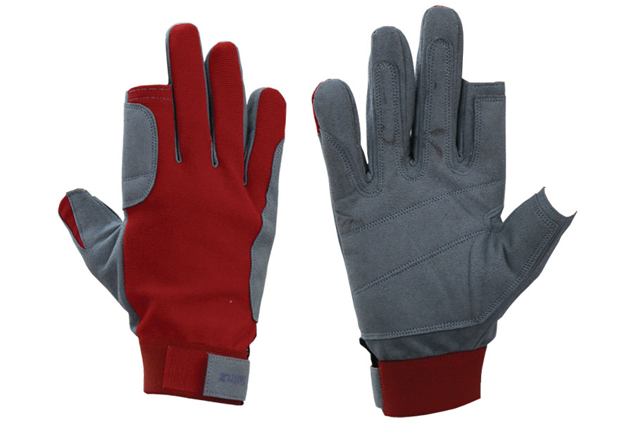 Synthetic Leather Mechanic Gloves. Dyed Fabric On Back With Velcro Opening.