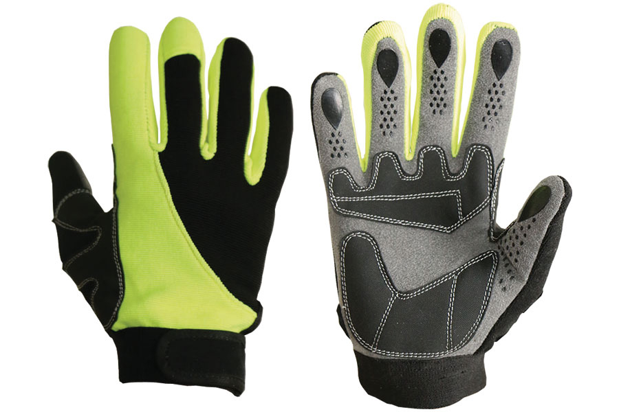 Synthetic Leather Mechanic Gloves. Dyed Fabric On Back With Velcro Opening. Special Padding On Palm.