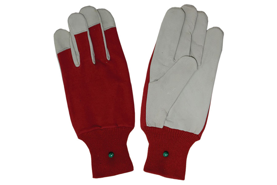 Goat Skin Leather Gloves With Cotton Back & Knitted Wrist.