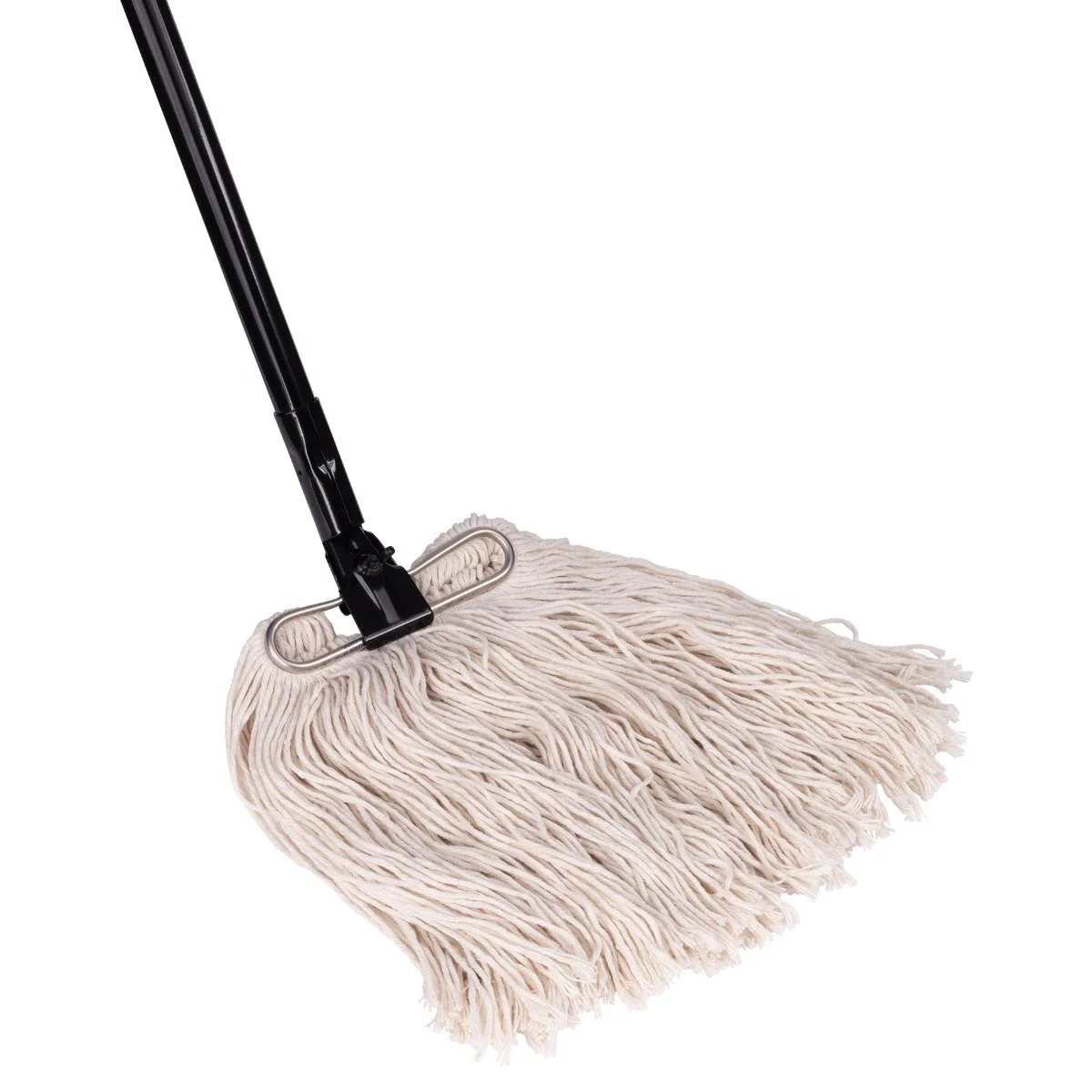 white wet mop with black handle